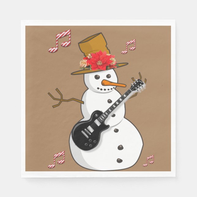 Pappra julklappar, God jul, Snögubbe Pappersservett (Framsidan)