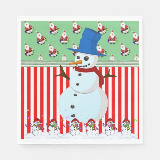 Pappra julklappar, God jul, Snögubbe Pappersservett (Framsidan)