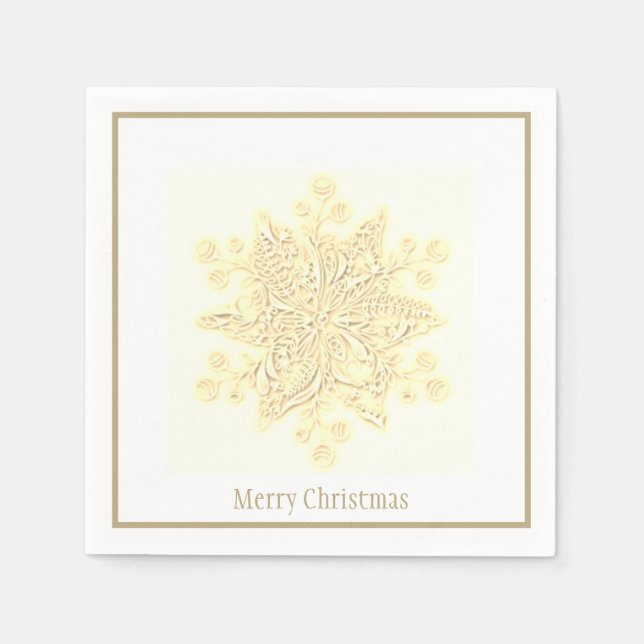 Pappra julklappar Golden Snowflake Pappersservett (Framsidan)