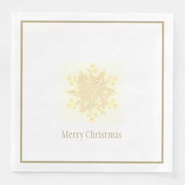 Pappra julklappar Golden Snowflake Pappersservett (Framsida)