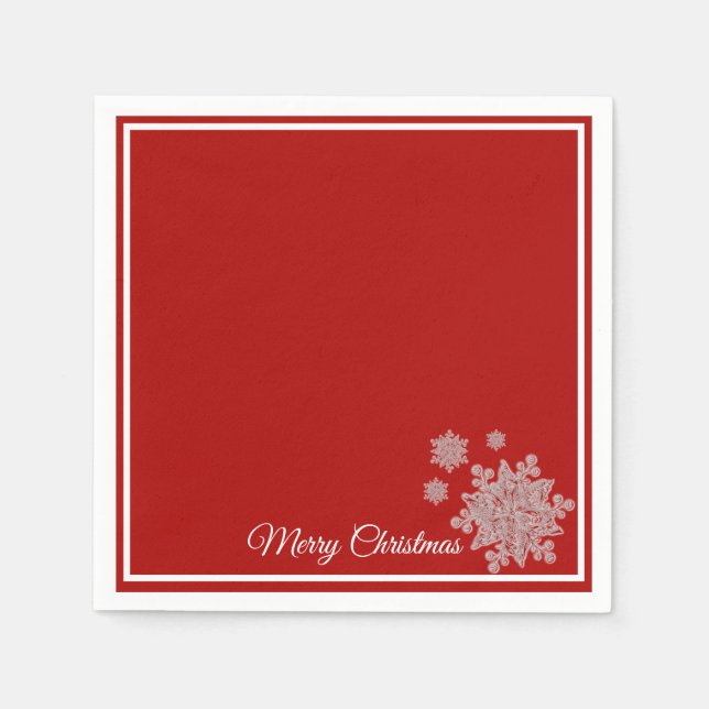Pappra julklappar Red Snöflingor Pappersservett (Framsidan)