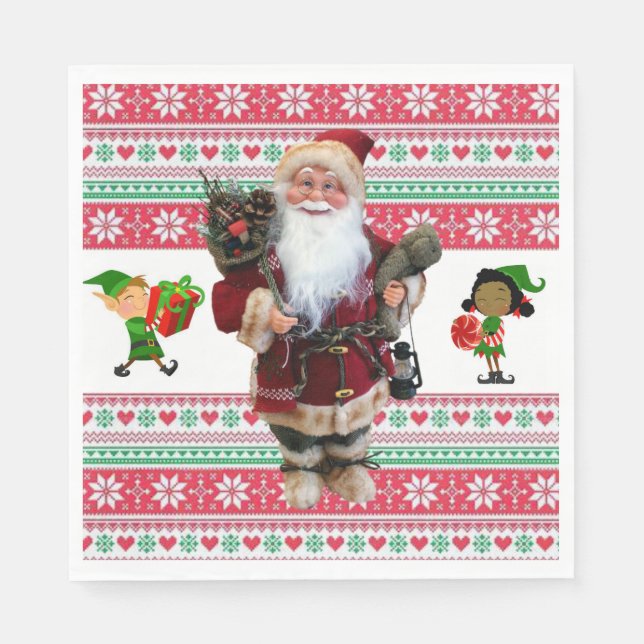 Pappra julklappar, tomten pappersservett (Framsidan)