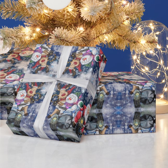 Pappra julvänner i lycklig presentpapper (Helgdagar)