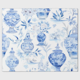 Pappra kinesiska iserie Blue Vas Wrapping Presentpapper