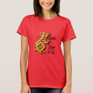 Pappra kinesiska kvinnor i klack, nyår Råtta T Shirt