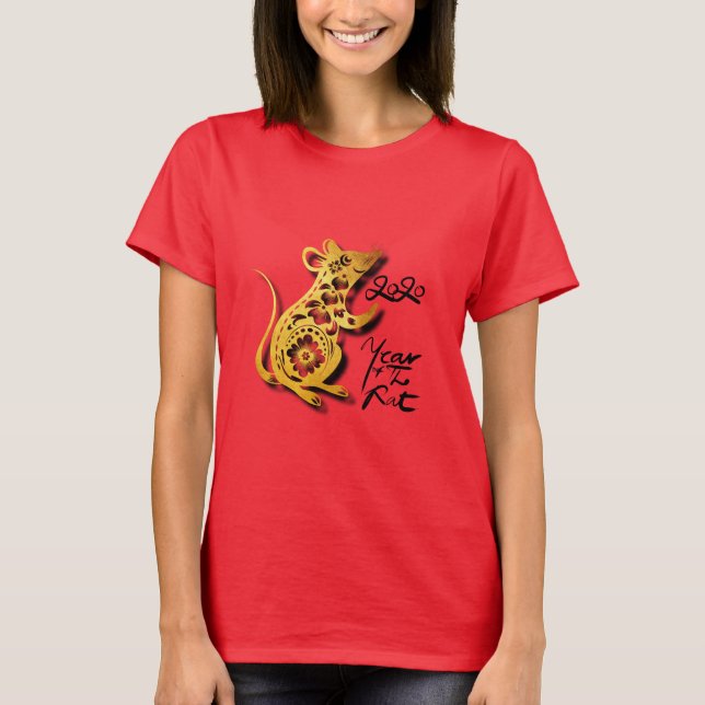 Pappra kinesiska kvinnor i klack, nyår Råtta T Shirt (Framsida)