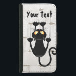 Pappra kopp plånboksfodral för samsung galaxy s5<br><div class="desc">Roligt Black Cat-Tecknaden Fallar ner en mur - eller en ridå - och spottar allt! Ursprungligen Skapat på Vector Graphic Art Technique. Design Copyright BluedarkArt ChameleonArt.</div>