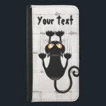Pappra kopp plånboksfodral för samsung galaxy s5<br><div class="desc">Roligt Black Cat-Tecknaden Fallar ner en mur - eller en ridå - och spottar allt! Ursprungligen Skapat på Vector Graphic Art Technique. Design Copyright BluedarkArt ChameleonArt.</div>