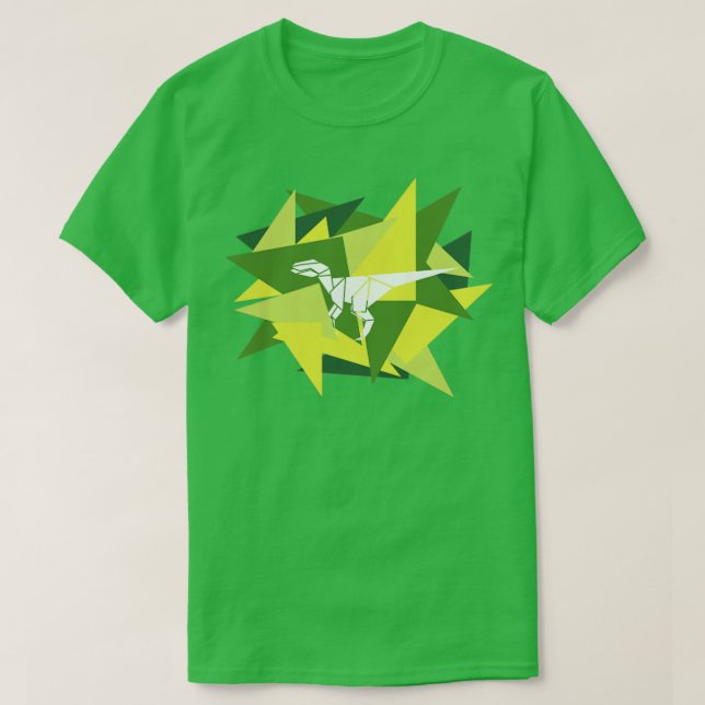 Pappra kort Origami Velociraptor T Shirt (Design framsida)