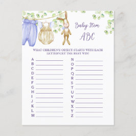 Pappra Lakan-spelet "Baby Item ABC" för babydusch.