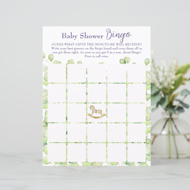 Pappra Lakan-spelet "Bingo" för babydusch. (Stående Fram)