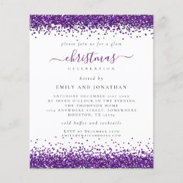 PAPPRA Lila Glitter jul Party White Inbjudan Flygblad