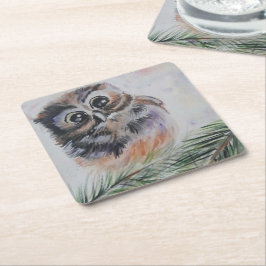 Pappra Lilla Uggla-vattenfärgsfärgning Underlägg