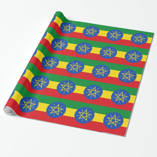 Pappra med Etiopiens Flagga Presentpapper (Utrullad)