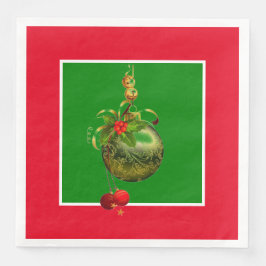 Pappra middagsservetter, rött och Grönt Pappersservett