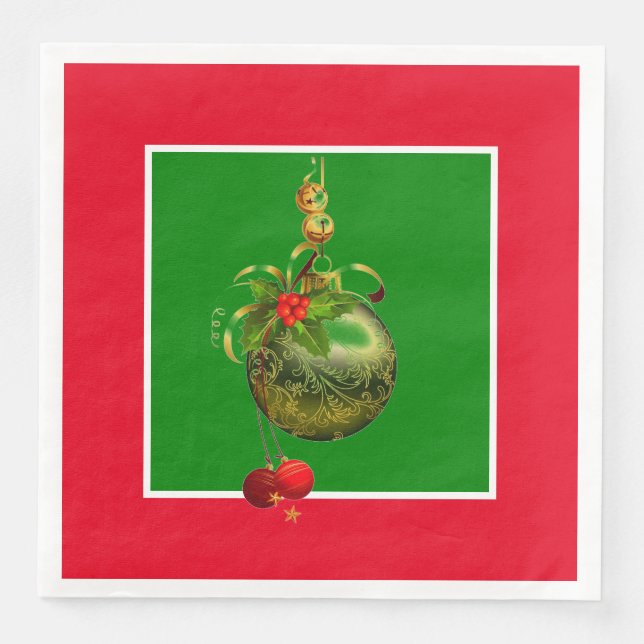 Pappra middagsservetter, rött och Grönt Pappersservett (Framsida)