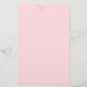 Pappra monogram för rosa och vitstripe brevpapper