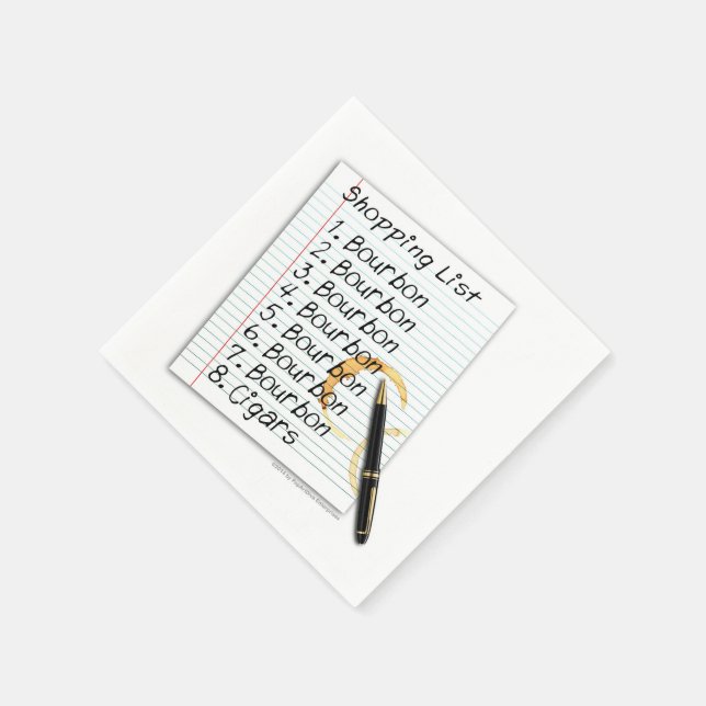 PAPPRA NAPKINER - BOURBON ÄLSKARE SHOPPFÖRTECKNING PAPPERSSERVETT (Hörn)