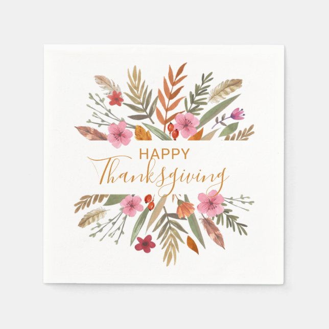 PAPPRA NAPKINER FÖR thanksgiving VATTENFÄRGSKOLOR Pappersservett (Framsidan)