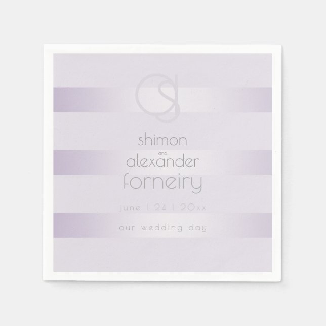 PAPPRA NAPKINER | Lilac Shimmer Rand Monogram Pappersservett (Framsidan)