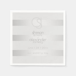 PAPPRA NAPKINER | Luminous Silver Rand Monogram Pappersservett
