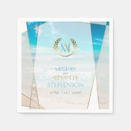 PAPPRA NAPKINER | Modern monogram Beach Wedding Pappersservett