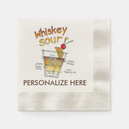 PAPPRA NAPKINER - WHISKEY SOUR RECIPE COCKTAIL ART PAPPERSSERVETT