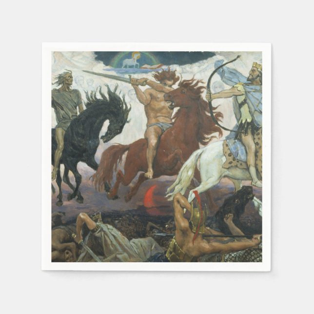 Pappra Napkins Four Horsperma Apocalypse Vasnetsov Pappersservett (Framsidan)