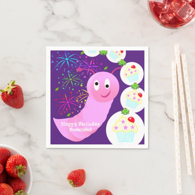 Pappra Napkins, Grattis på födelsedagen Rosa Mask  Pappersservett (Insitu)