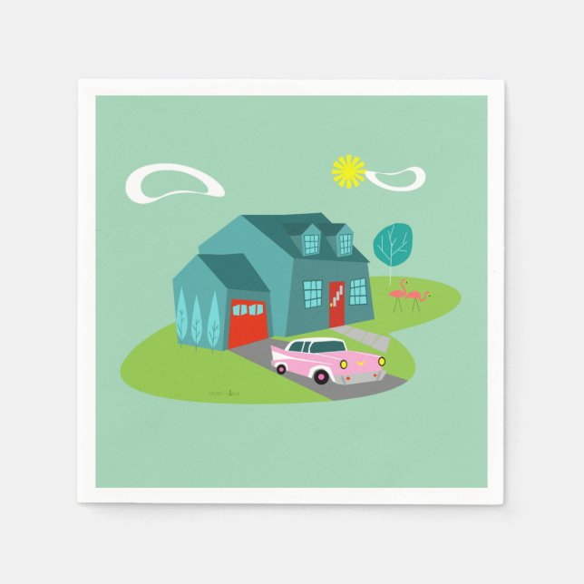 Pappra Napkins i förortshus Pappersservett (Framsidan)