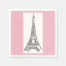 Pappra Napkins i Paris Rosa Eiffel Torn Theme Pappersservett
