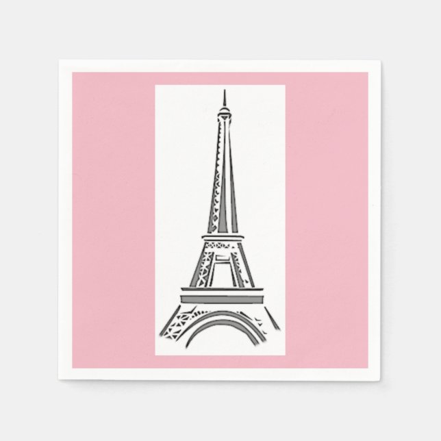 Pappra Napkins i Paris Rosa Eiffel Torn Theme Pappersservett (Framsidan)