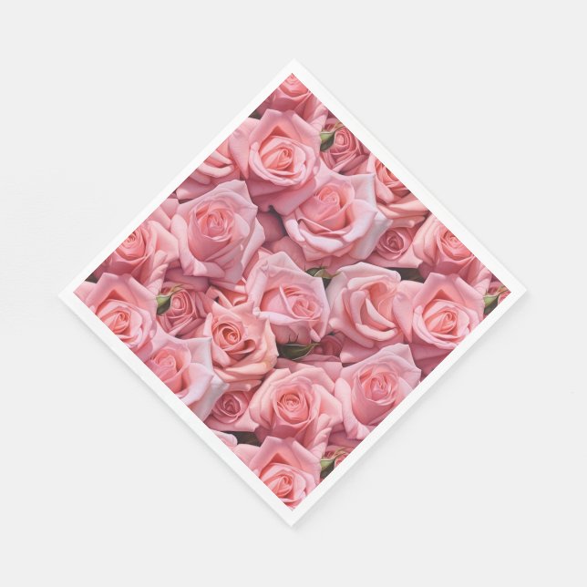 Pappra Napkins-Rosa ros Pappersservett (Hörn)