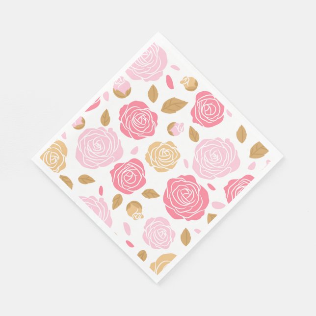 Pappra Napkins-Rosa ros Pappersservett (Hörn)