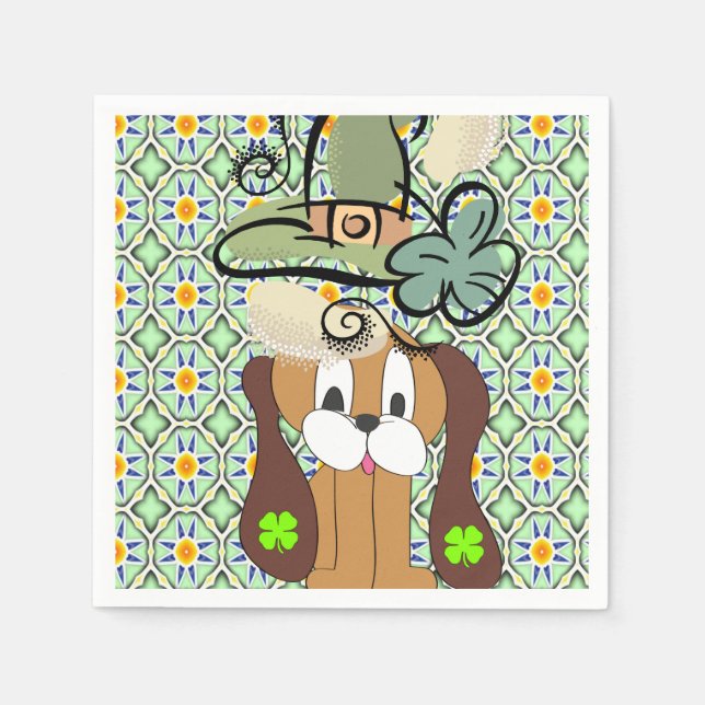 Pappra Napkins St. Patrick Day-Hund Pappersservett (Framsidan)