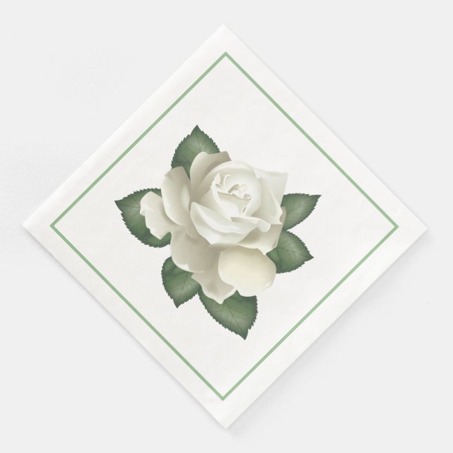Pappra Napkins-Vintagen Vit ros Pappersservett (Hörn)