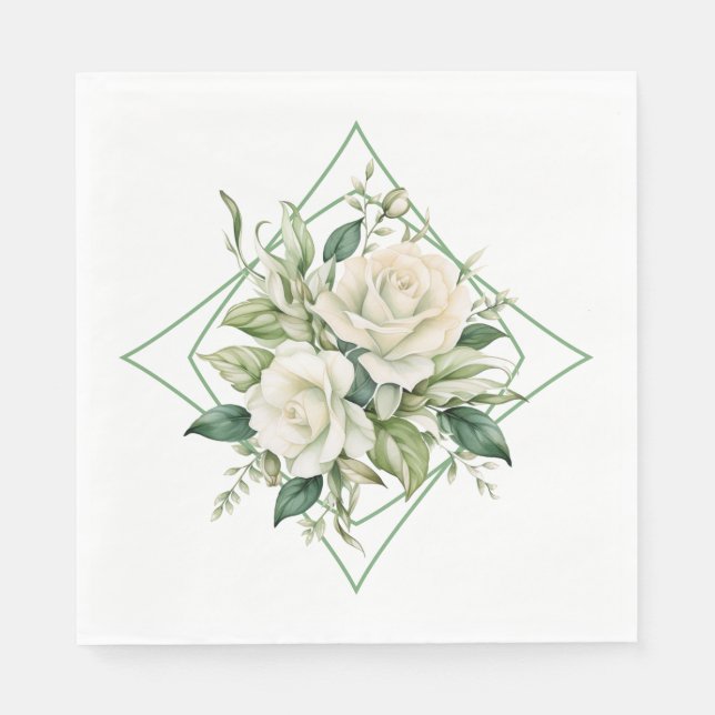 Pappra Napkins-Vit ros Pappersservett (Framsidan)