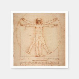 Pappra Napkins Vitruvian Man av Leonardo da Vinci Pappersservett