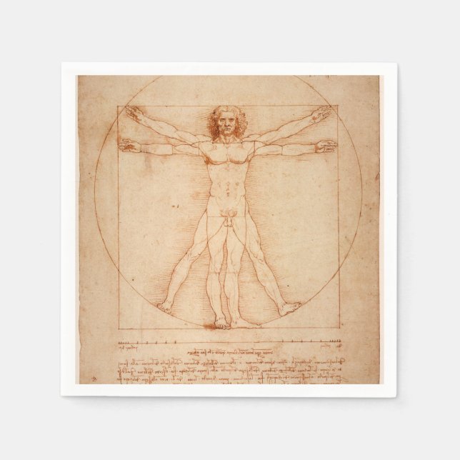 Pappra Napkins Vitruvian Man av Leonardo da Vinci Pappersservett (Framsidan)