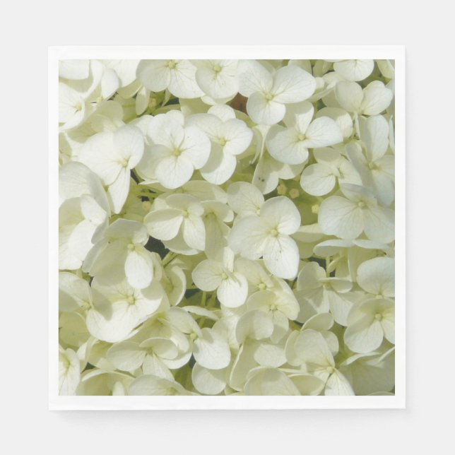 Pappra Napkins-White Hydrangeas Pappersservett (Framsidan)