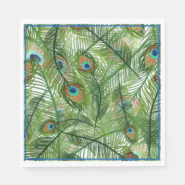 Pappra neapkins-Peacock-fjädrar Pappersservett (Framsidan)
