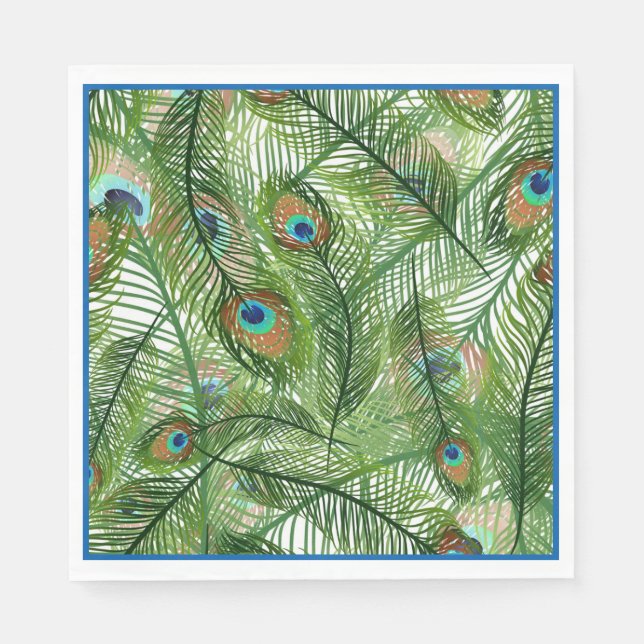 Pappra neapkins-Peacock-fjädrar Pappersservett (Framsidan)
