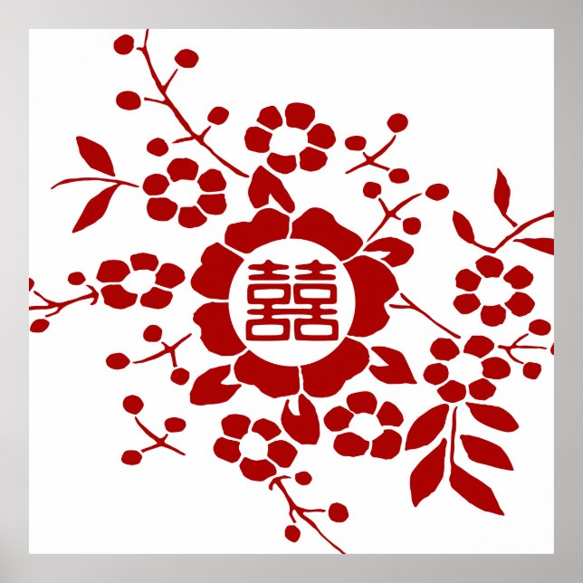 Pappra nedskärningar i blommigt - lycka i vit Dubb Poster (Framsidan)