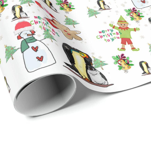 Pappra  om snögubbe Jul Penguin Wrapping Presentpapper (Rullad Hörn)