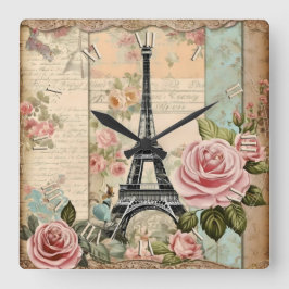 pappra paris shabby chic - fyrkantig klocka