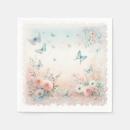 Pappra party-napkin, mjuk, vattenfärgad, fjärilar pappersservett