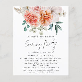 PAPPRA Peonies Coral QR Bröllop Evening Party Flygblad