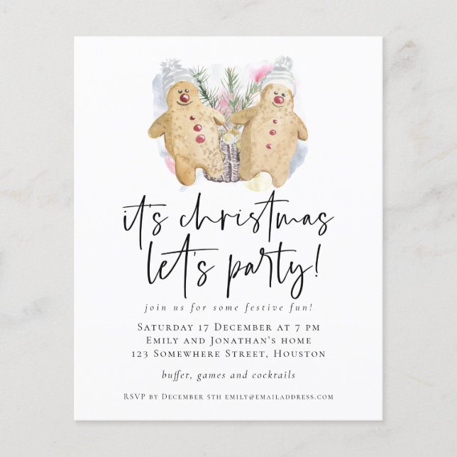 PAPPRA Pepparkaksgubbar - Julklubbar Party Inbjuda Flygblad (Framsidan)