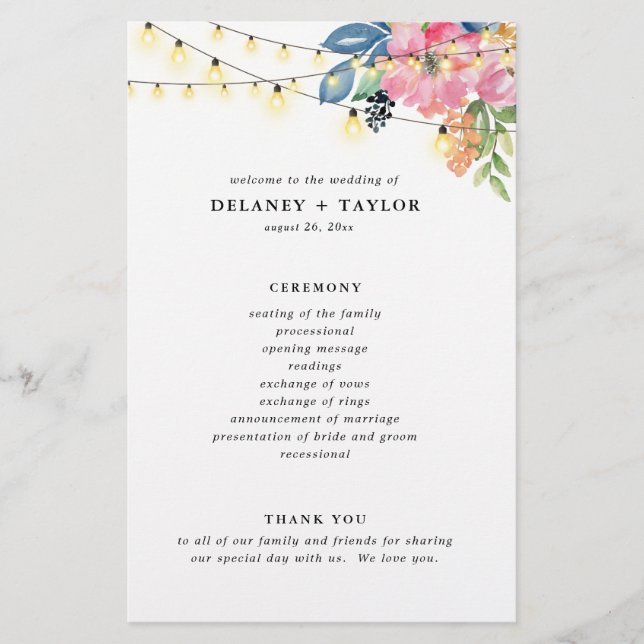 Pappra programmet Garden Party, Flowers & Ljus Flygblad (Framsidan)