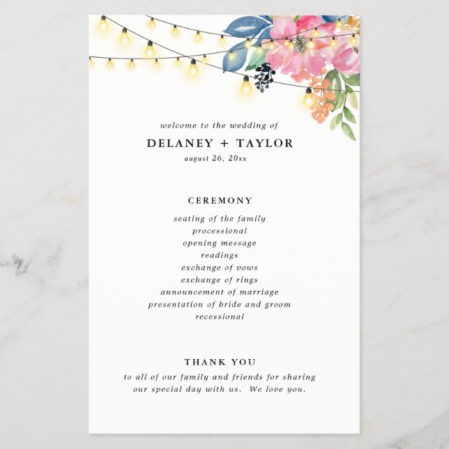 Pappra programmet Garden Party, Flowers & Ljus Flygblad (Framsidan)